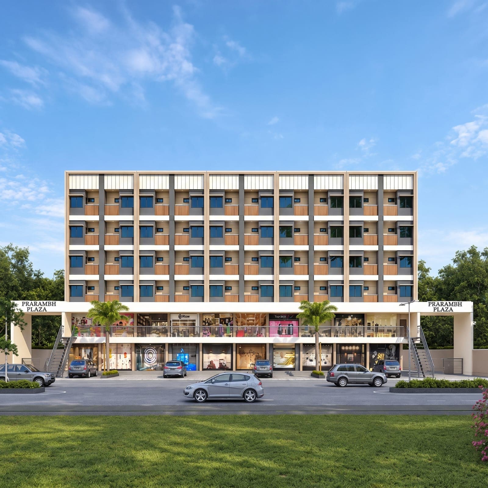 Prarambh Plaza architecture in Vadodara